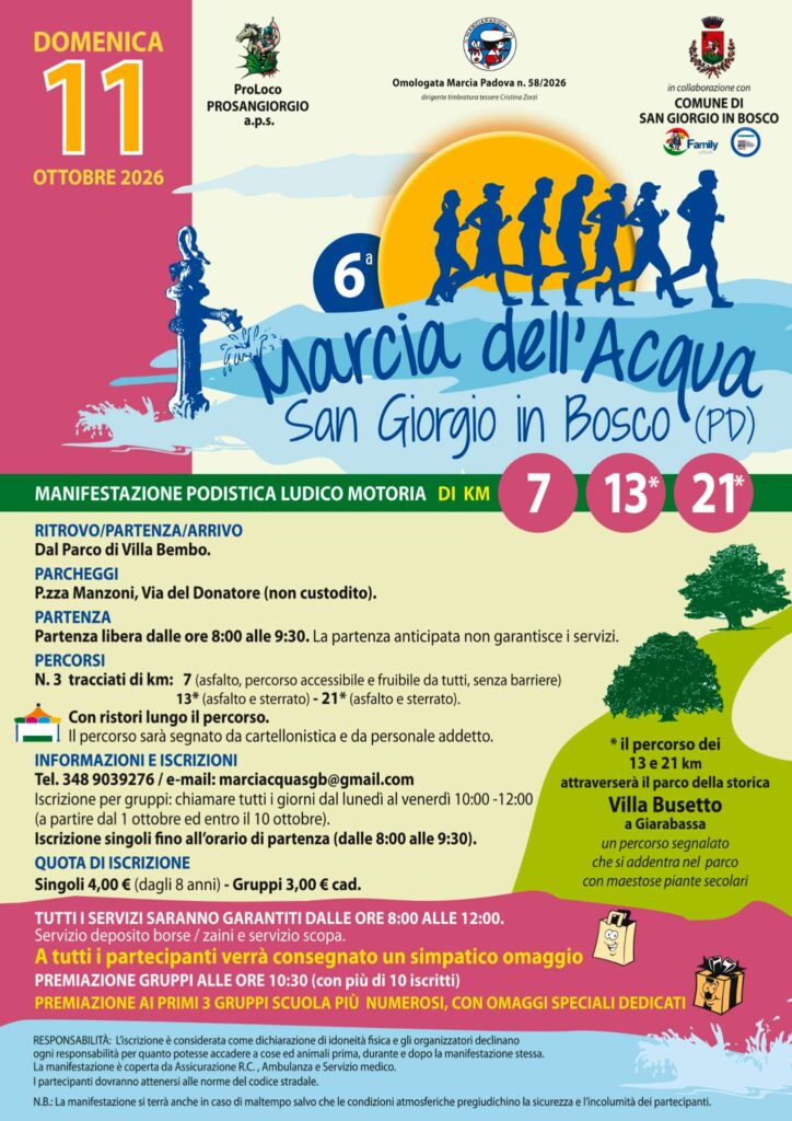 Marcia dell'acqua 2026